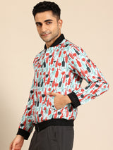 Floral Stripe Bomber Jacket