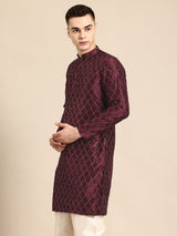 Maroon Muslin Cotton Kurta Set