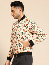 Floral Burst Polyester Bomber Jacket
