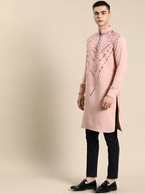 Pink Viscose Rayon Kurta Set