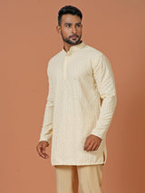 Short Kurta With Pant in Beige Color