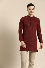 Crimson Linen Kurta Set