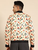 Floral Burst Polyester Bomber Jacket