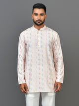 Designer White Silk Short Kurta