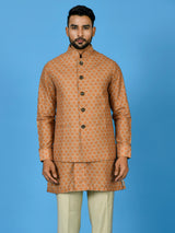 Designer Yellow Silk Kurta Jacket Set