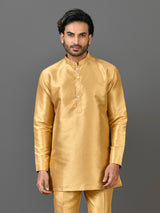 Designer Yellow Silk Short Kurta