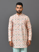 Designer White Satin Short Kurta