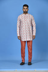Designer White Cotton Blend Short Kurta