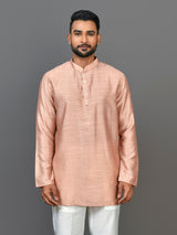 Designer Peach Satin Short Kurta