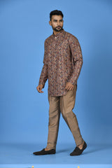 Short Kurta With Pant in Brown colour