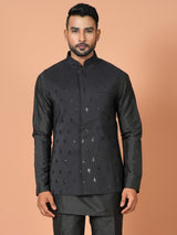 Kurta Jacket Set in Black Colour