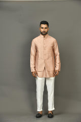 Designer Kurta Jacket Set In Peach