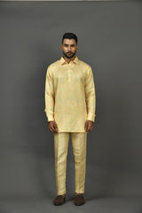 Designer Yellow Satin Short Kurta