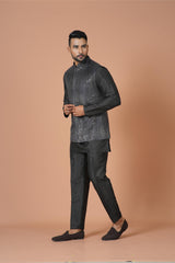 Kurta Jacket Set in Black Colour
