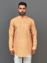 Designer Yellow Silk Short Kurta