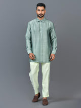 Designer Green Satin Short Kurta