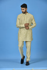 Designer Kurta Jacket Set In Beige