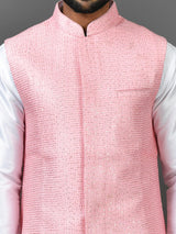 Designer Kurta Jacket Set In Pink
