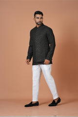 Kurta Jacket Set in Black Colour