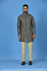 Designer Blue Silk Kurta Jacket Set