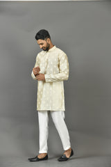 Short Kurta With Pant in Beige Colour