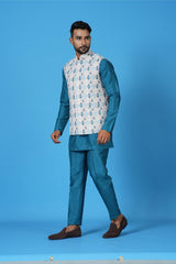 Kurta Jacket Set in Multicolor