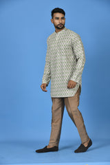 Short Kurta With Pant in Green Colour