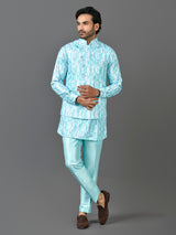 Kurta Jacket Set in Blue Colour