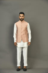Designer Kurta Jacket Set In Peach