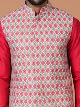 Kurta Jacket Set in Red Color