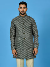 Designer Green Silk Kurta Jacket Set
