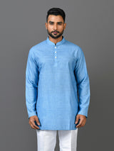 Designer Blue Satin Short Kurta