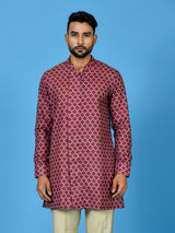 Designer Maroon Silk Short Kurta With Pant