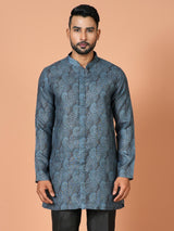 Designer Blue Silk Short Kurta