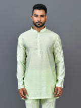 Designer Green Cotton Blend Short Kurta
