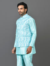 Kurta Jacket Set in Sea Green Colour