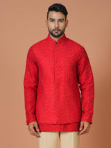 Kurta Jacket Set in Red Colour