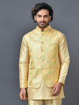 Designer Yellow Satin Kurta Jacket Set
