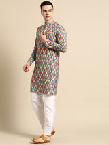Splendid Multicolour Silk Kurta Set