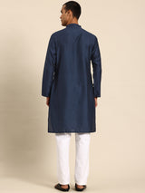Dark Blue Muslin Cotton Kurta Set