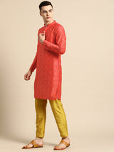 Crimson Red Silk Traditional Kurta Set