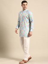 Festive Multicolour Cotton-Blend Kurta Set