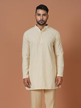 Short Kurta With Pant in Beige Color