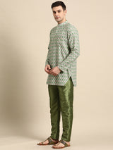 Fresh Green Cotton-Blend Kurta Set