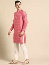 Blush Pink Silk Festive Kurta Set