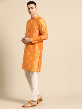 Golden Mustard Silk Ethnic Kurta Set