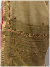 Green Color Tassar Saree With  Blouse Piece.