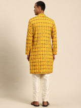 Mustard Yellow Muslin Cotton Kurta Set