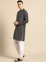 Midnight Black Silk Classic Kurta Set