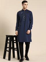 Navy Blue Viscose Rayon Kurta Set